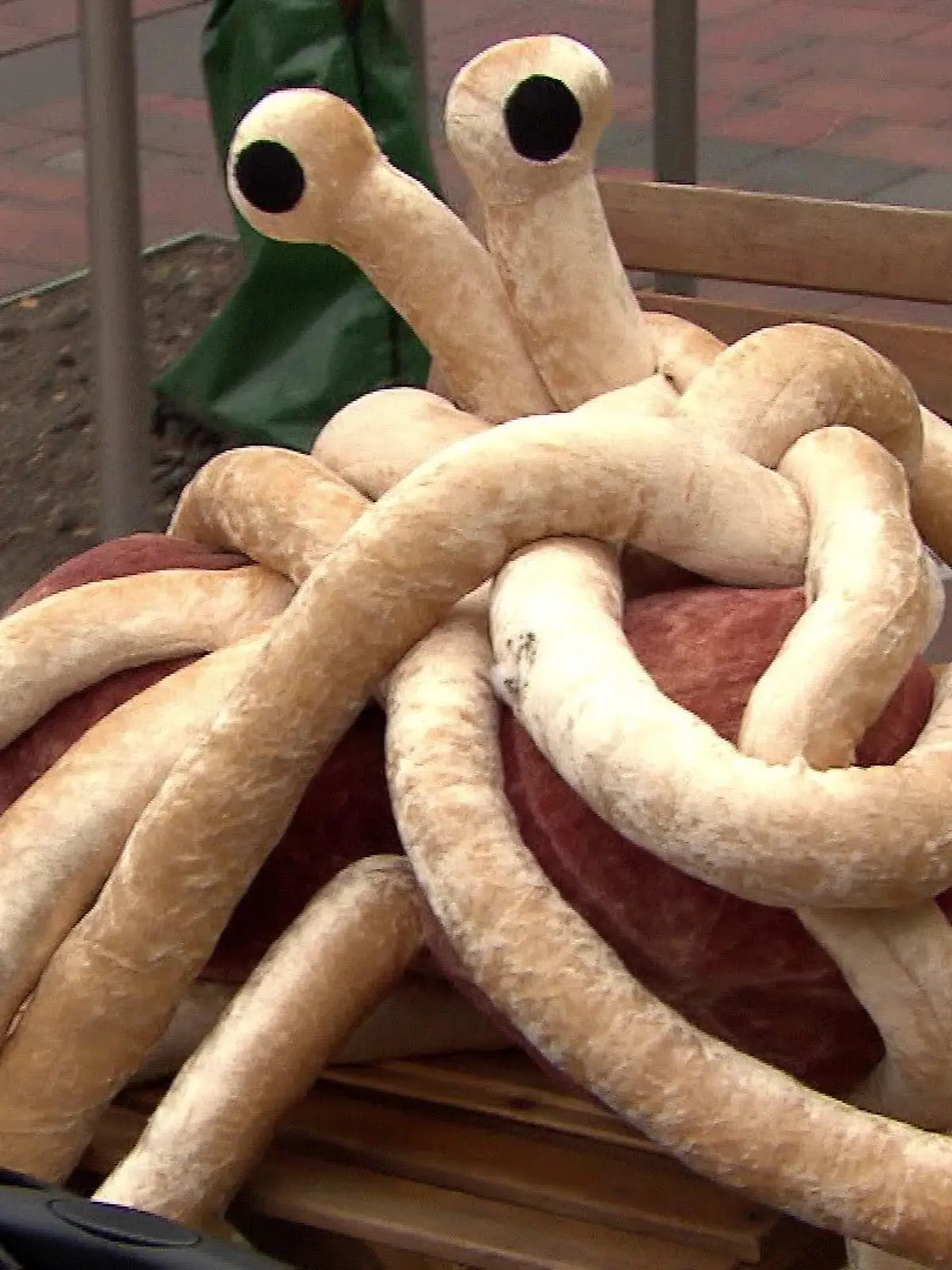 Das fliegende Spaghettimonster wird als Stofftier durch Friesoythe gezogen.