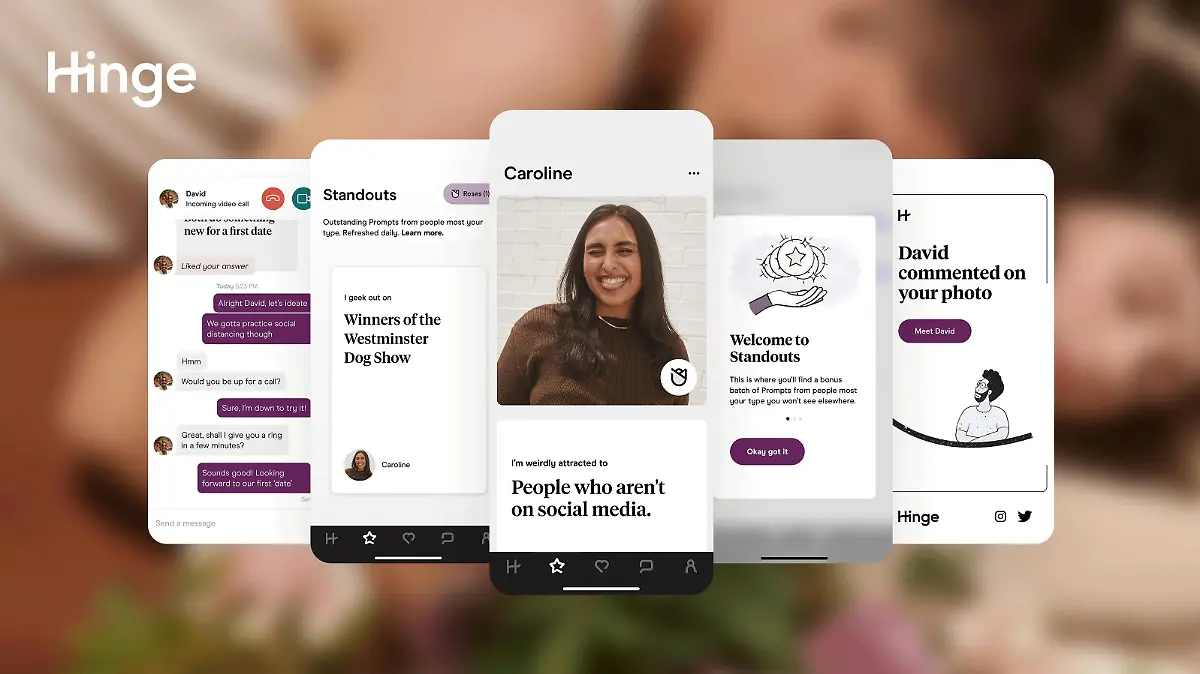 Screenshots der App "Hinge".