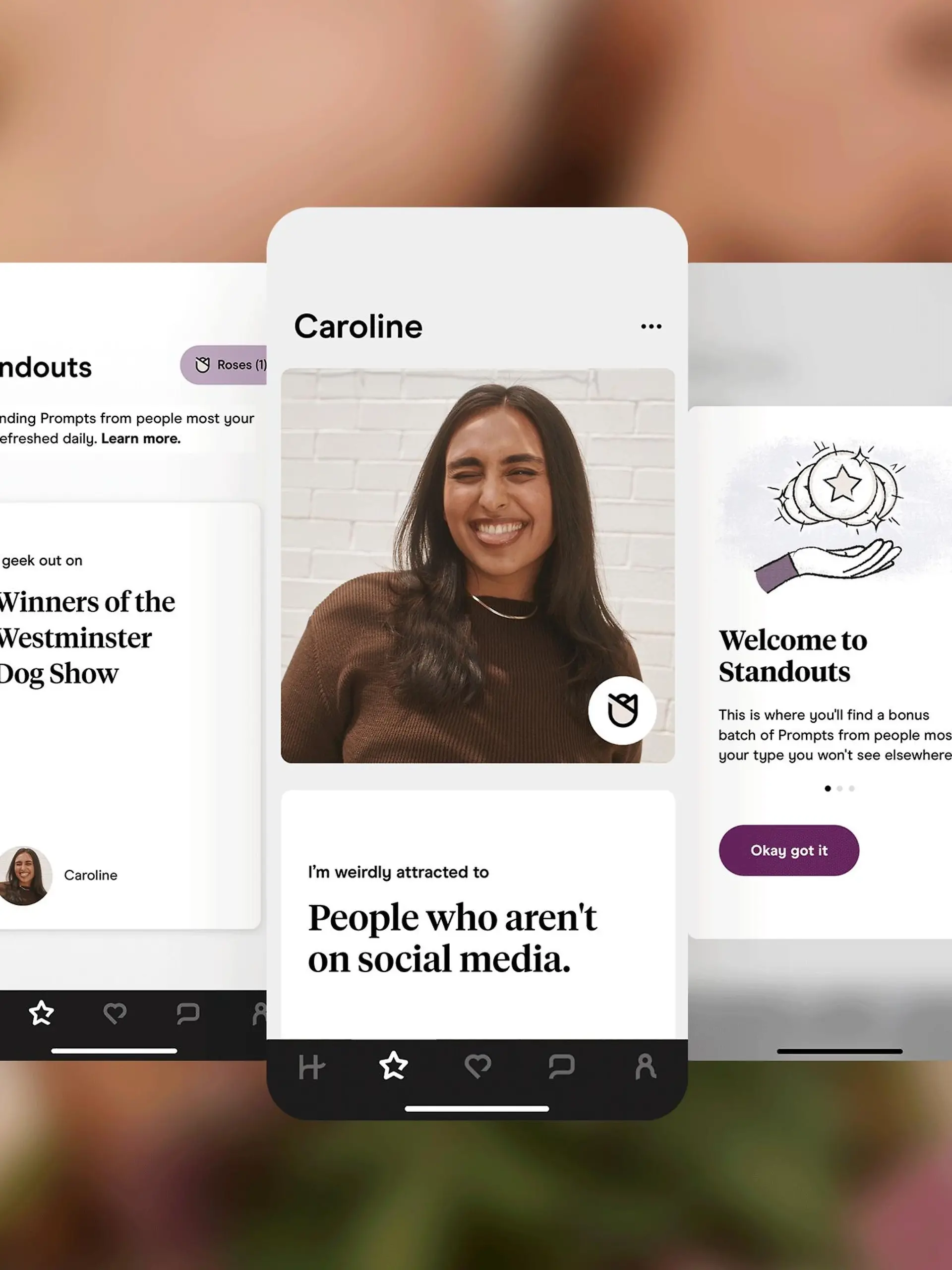 Screenshots der App "Hinge".