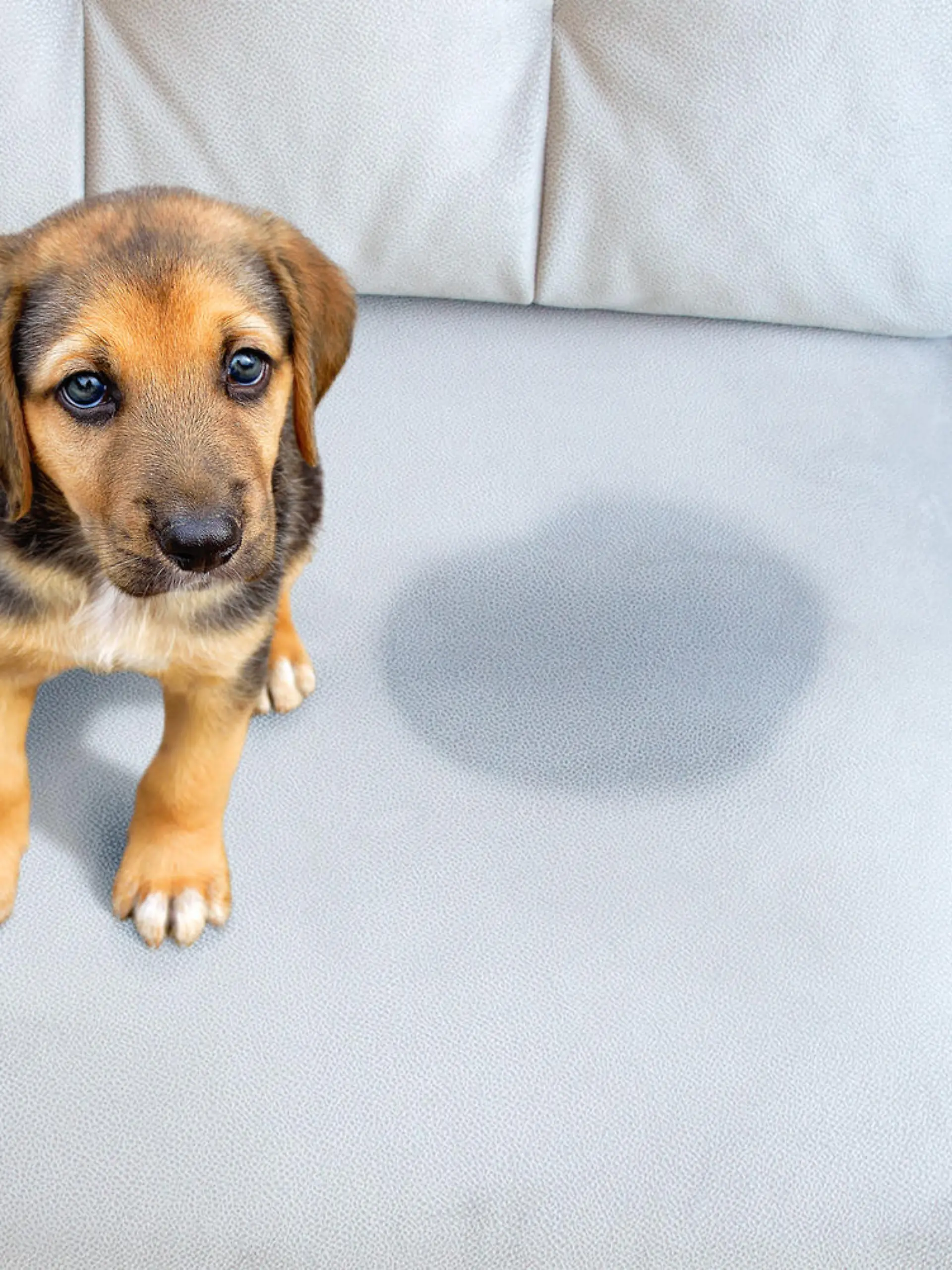 Hund hat aufs Sofa gemacht