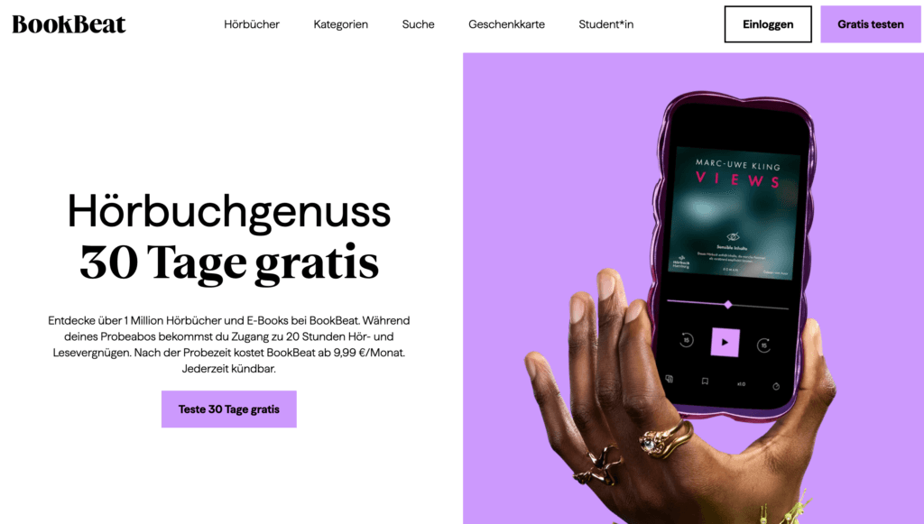 Bookbeat Webseite