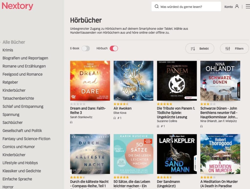 Hoerbuecher Nextory Bibliothek