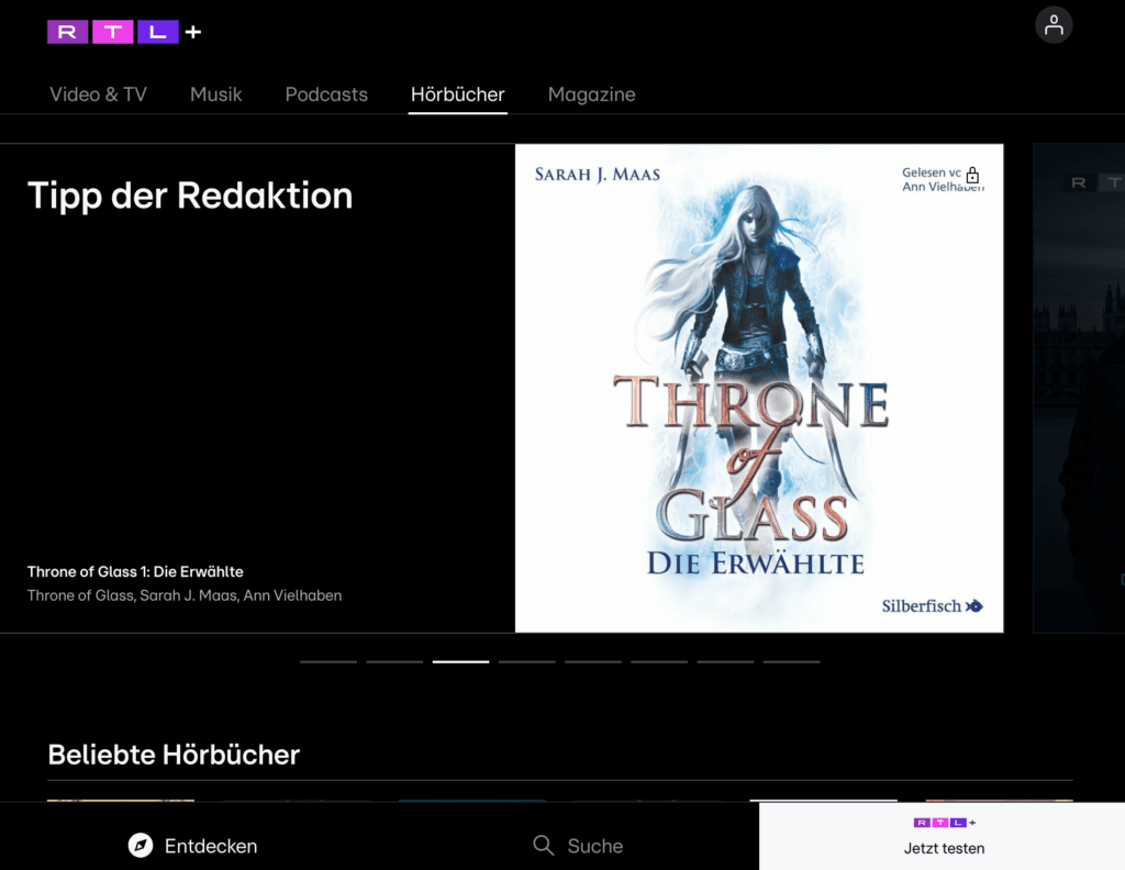 RTL+ Hörbücher Website