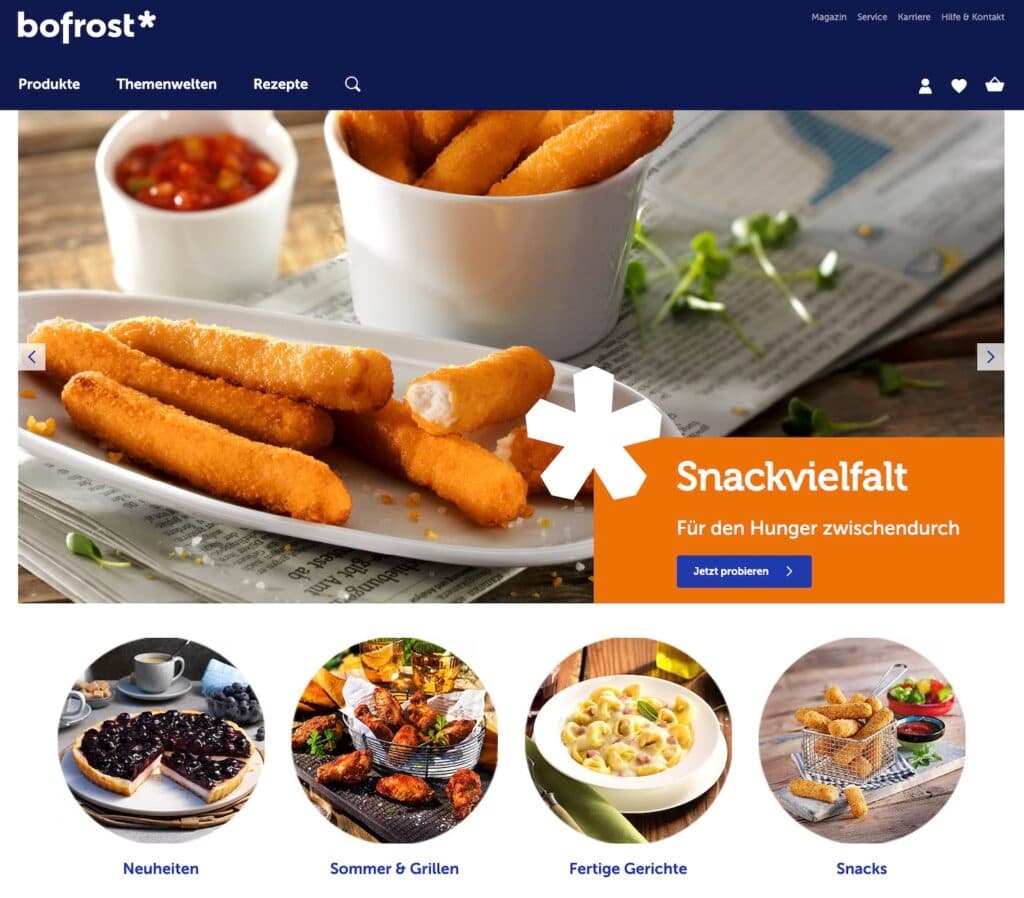 Lieferdienst Bofrost Webseite