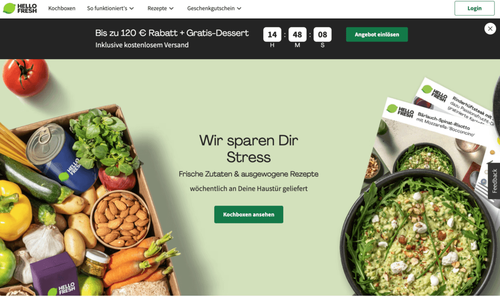 HelloFresh Webseite