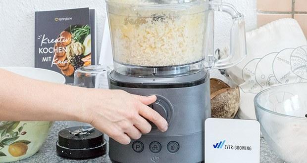 Springlane Universal Küchenmaschine Kaia im Test - kommt zudem erstaunlich platzsparend daher und ist auch bestens für kompakte Küchen geeignet