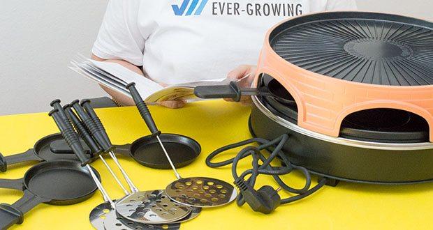Emerio Pizzaofen PIZZARETTE 3 in 1 Pizza-Raclette-Grill im Test - Inklusive 6 Raclettepfännchen, 6 isolierte Pizzaheber und rundem Pizzateigausstecher