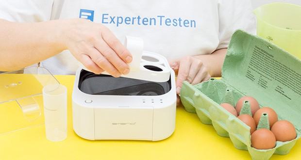 Emerio Eierkocher im Test - gibt ein Signal und eine Sprachausgabe zum jeweiligen Garpunkt aus