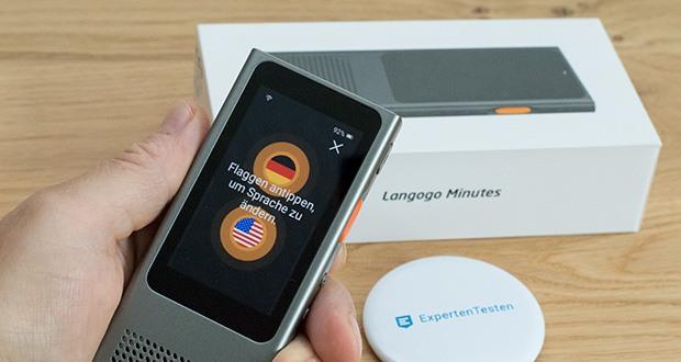 Langogo Minutes Sprachübersetzer und Diktiergerät im Test - nachdem Sie die beiden Sprachen, die miteinander übersetzt werden sollen, eingerichtet haben, erkennt es automatisch die gesprochene Sprache und übersetzt es sie sofort in die Zielsprache