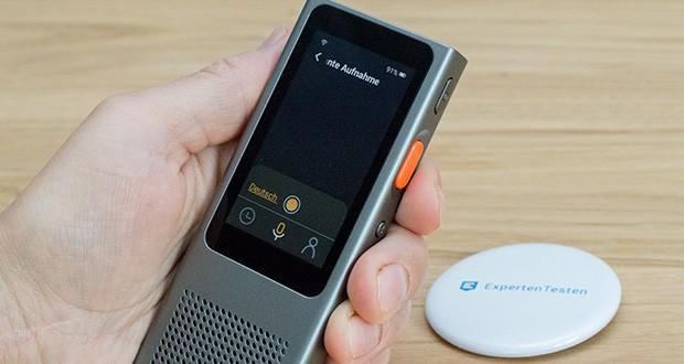 Langogo Minutes Sprachübersetzer und Diktiergerät im Test - stellen Sie den Rekorder-Modus ein, wird das Audio aufgezeichnet, erkannt und in Echtzeit transkribiert