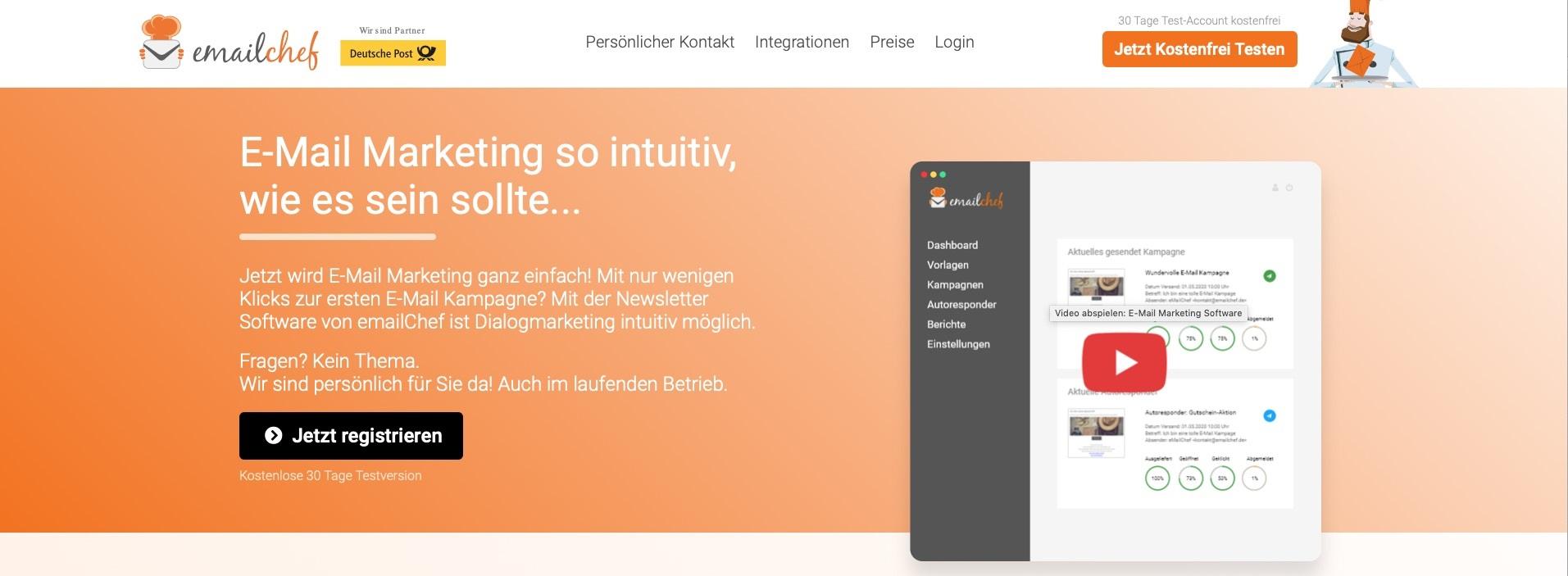 Screenshot der Website von EMailChef