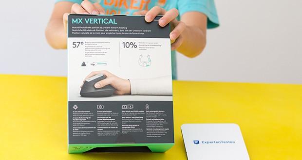 Logitech MX Vertical Bluetooth Maus im Test - wurde nach den Kriterien fĂĽhrender Arbeitswissenschaftler entwickelt und getestet
