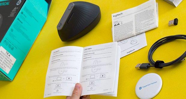 Logitech MX Vertical Bluetooth Maus im Test - ermöglicht das Aufbauen einer Verbindung mit bis zu drei Computern, sowie ein Umschalten zwischen diesen Geräten mit nur einem Tastendruck oder durch Bewegen des Cursors von einem PC-Bildschirm zum anderen mit Logitech FLOW