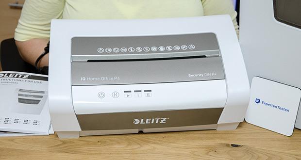 Leitz IQ Home Office Aktenvernichter im Test - vernichtet jedes Blatt A4 Papier in 4 x 28mm PartikelstĂĽcke (P-4 Sicherheitsstufe)