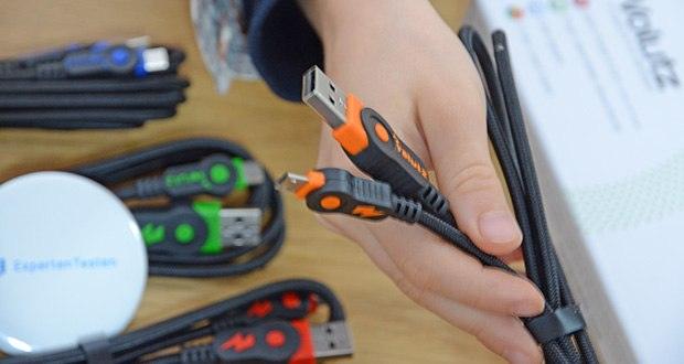 Volutz Micro USB Kabel 5er Pack im Test - der Kabelhals ist durch DualHousing Technology verstärkt und garantiert dadurch ein 100% Konnektorenschutz