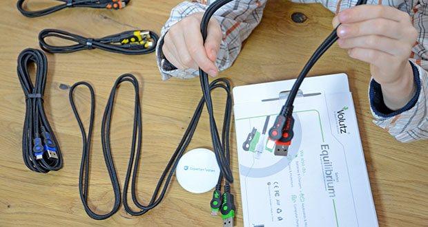 Volutz Micro USB Kabel 5er Pack im Test - die Kabel von Volutz kommen in verschiedene Farben, dies ermöglicht das Zuordnung, wozu jedes Kabel genutzt wird. Ob im Büro, im Auto, am PC oder in der Familie, jeder hat sein eigenes