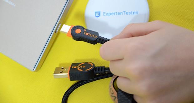 Volutz USB C Kabel 5er Pack im Test - Nylon Ummantelung sorgt für sehr hohe Widerstandsfähigkeit gegenüber Biegungen und dem täglichen Verschleiß