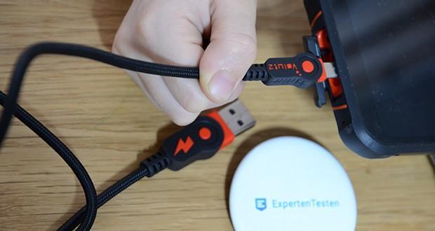 Volutz Micro USB Kabel 5er Pack im Test - die Kabel sind durch eine Nylon Ummantelung geschützt, dies ermöglicht über 50.000 Biegungen ohne Qualitätsverlust und weiterhin eine ausgezeichnete Signalübertragung