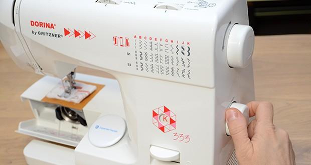 Gritzner Dorina Nähmaschine 333 im Test - Auswahl der Stichart durch Drehrad