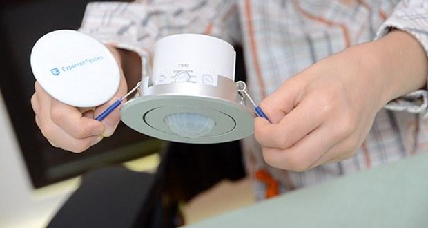 Chilitec Bewegungsmelder Decken-Einbau im Test - kann dezent einfach in die Decke eingesetzt werden - und besticht durch seine edle Aluminium-Blende