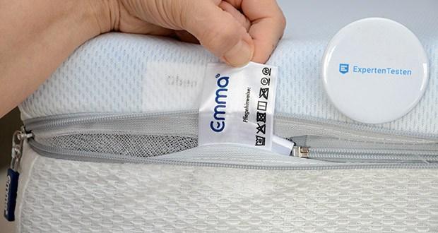 Emma Two Matratze 90x200cm im Test - der Bezug waschbar bei max. 40°; schonende Reinigung mit Perchlorethylen möglich