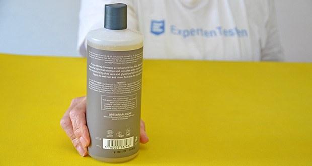 Urtekram Teebaum Shampoo Bio im Test - Inhaltsstoffe: Aqua, aloe barbadensis leaf extract, sodium coco-sulfate, glycerin, coco-glucoside, lauryl glucoside, glyceryl oleate, sodium chloride, melaleuca alternifolia leaf oil, lavendulae angustifolia oil, parfum, polyglyceryl-4 caprate, xanthan gum, lysolecithin, coco-caprylate, tocopherol, beta-sitosterol, squalene, magnolia officinalis bark extract
