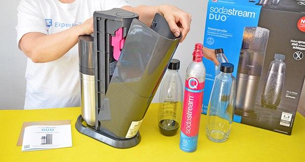 SodaStream Wassersprudler DUO im Test - Maße (Höhe): 44 cm (offen / geschlossen); Betriebsart: kabellos
