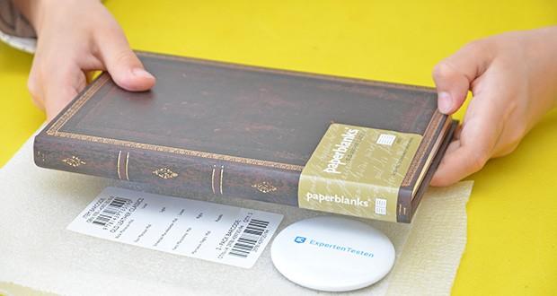 Paperblanks Faux Leder Notizbuch im Test - erfasst die Essenz der meisterhaften Ledereinbände der Renaissance mit ihren Verzierungen durch feine Goldprägung