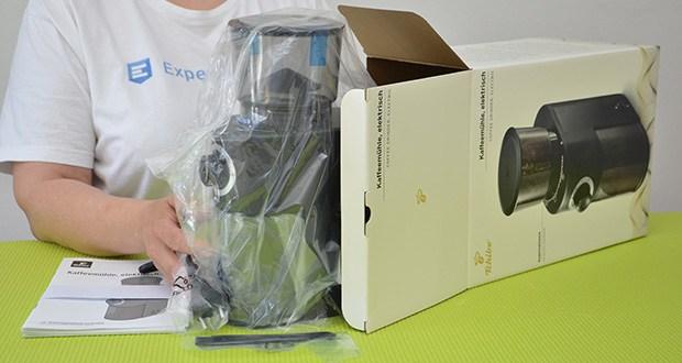 Tchibo Elektrische Kaffeemühle Einsteigermodell im Test - Maße: BxHxT: ca. 10 x 28,5 x 17 cm (platzsparend, schmal)