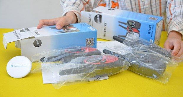 Retevis RT628 Kinder Walkie Talkie im Test - Lieferung: 2x Retevis RT628 Walkie Talkies, 2x Gürtelclip, 1x Benutzerhandbuch