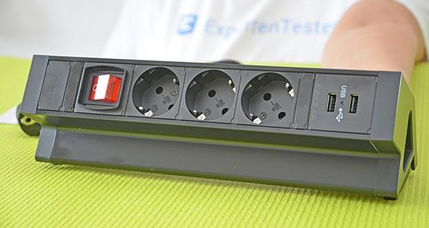 Elbe Inno klemmbare Tischsteckdose im Test - Strohmbuchsen: 3; USB Anschlüsse: 2; Schalter