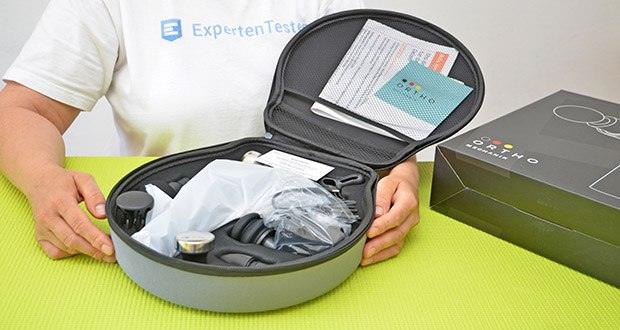 Orthomechanik OrthoGun 2.0 Massagepistole im Test - vollständige Bedienung über nur einen Knopf für eine bequeme und einfache Handhabung