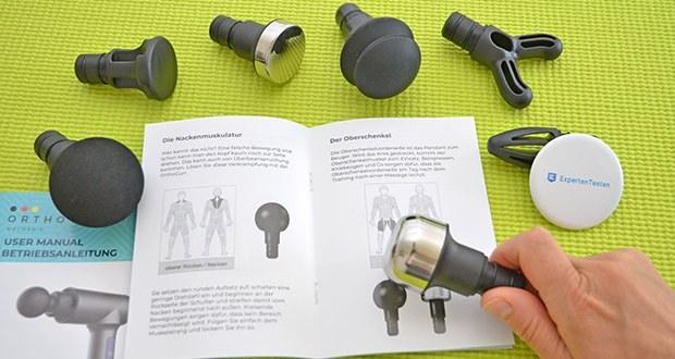 Orthomechanik OrthoGun 2.0 Massagepistole im Test - Lieferung mit 7 austauschbaren Aufsätzen für jede Körperregion und Schmerzart