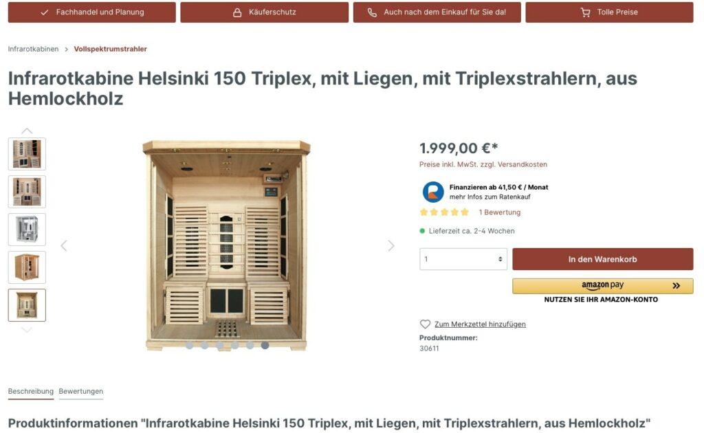 Triplex Infrarotkabine von Saunaloft