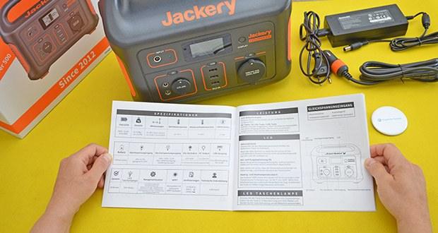 Jackery Tragbare Powerstation Explorer 500 im Test - das BMS-Batteriemanagementsystem umfasst Überhitzungsschutz, Kurzschlussschutz, Überstromschutz und Überladeschutz, für maximale Sicherheit