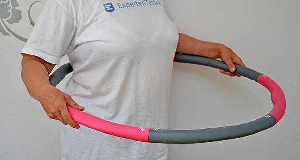 GINUX Hula Hoop Reifen im Test - mit 8 Soft-Segmente zum flexiblen Zusammenstecken in pink und grau