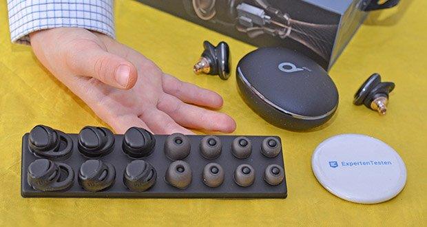 Soundcore Liberty Pro 3 True-Wireless Earbuds im Test - 4 verschiedene Größen an EarTips aus samtweichem Flüssigsilikon und flexiblen EarWings
