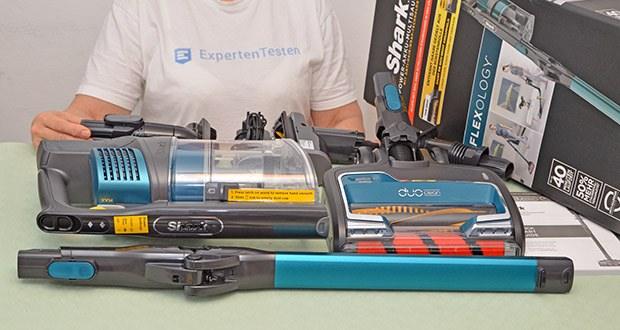 Shark Anti Hair Wrap Akku-Staubsauger IZ201EUT im Test - Lieferumfang: 1x Hauptgerät, 1x Motorisierte Tierhaarbürste, 1x Fugendüse, 1x Staubbürste, 1x Polsterdüse, 1x Litium-Ionen-Akku, 1x Akku-Ladekabel, 1x Kurzanleitung, 1x Bedienungsanleitung