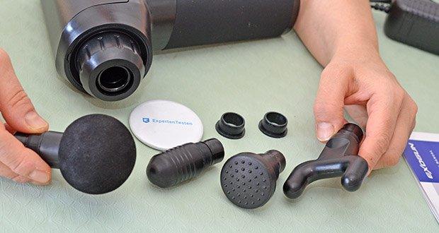 ExoGun DreamPro Massagepistole im Test - mit 4 Aufsätze