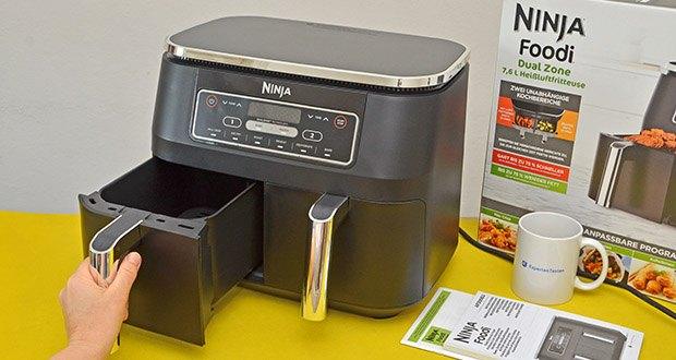 Ninja Foodi Dual Zone Heißluftfritteuse AF300EU im Test - dank 2 unabhängiger Garzonen können Sie Programme, Garzeiten und Temperaturen in beiden Fächern individuell einstellen