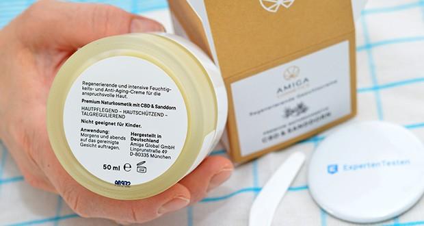 Amiga Cosmetics Regenerierende CBD Gesichtscreme im Test - CBD Gehalt: 200 mg; geeignet für alle Hauttypen