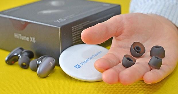 UGREEN HiTune X6 kabellose Ohrhörer im Test - geliefert mit der Ohrstöpseln in verschiedenen Größen für Komfort und sicheren Sitz