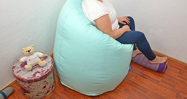 Bruni Sitzsack Classico im Test - das Material des Bezugs ist mit einer Wassersäule von 5.000 mm wasserdicht