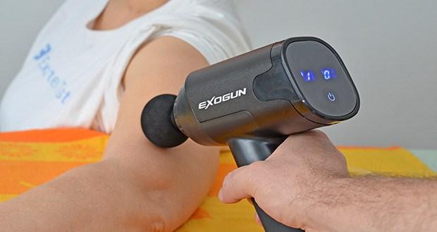 ExoGun DreamPro Massagepistole im Test - ein handgehaltenes Massagegerät, das nach den Prinzipien der Perkussionstherapie arbeitet