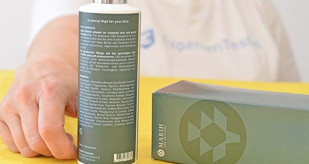 MARIH Mind Pause Body Lotion im Test - reichhaltige Bestandteile wie CBD sowie Sonnenblumenöl, Sheabutter, Vitamin E, Pentavitin oder Bisabolol sorgen für ein erstklassiges Wellness Erlebnis