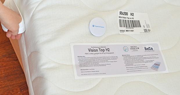 Beco Orthopädische Matratze Vision Top 90 x 200cm im Test - alle verwendeten Materialien sind hautsympathisch und nach OEKO-TEX STANDARD 100