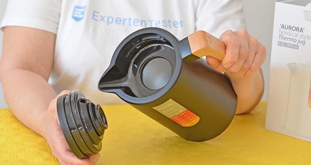 MONODEAL Thermoskanne 1L im Test - hat eine übergroße Öffnung, die leicht befühlt und gereinigt werden kann