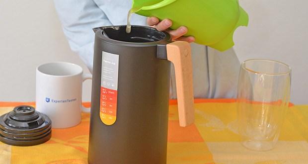 MONODEAL Thermoskanne 1L im Test - drehbare Basis, stabile Platzierung, praktischer breiter Mund