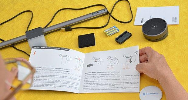 BenQ ScreenBar Halo Monitor Schreibtischlampe im Test - mit einem einfachen Tippen auf den eingebauten Umgebungslichtsensor passt die ScreenBar Halo die Helligkeit je nach Umgebung auf 500 Lux an