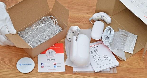 SwitchBot Curtain Smart-Elektromotor für Vorhänge im Test - Lieferumfang SwitchBot Curtain: Haken-Paar (U-Schiene), Hakenrad, Hakenradbefestigung, Hauptteil, Typ-C-Kabel, Klemme